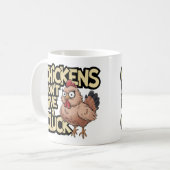 Funny Crazy Chicken Lady Cluck Off Antisocial Farm Kaffeetasse (Vorderseite Links)