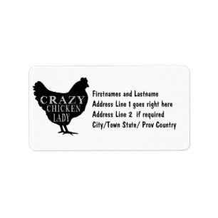 Funny Crazy Chicken Lady Poultry Lover Adressaufkleber
