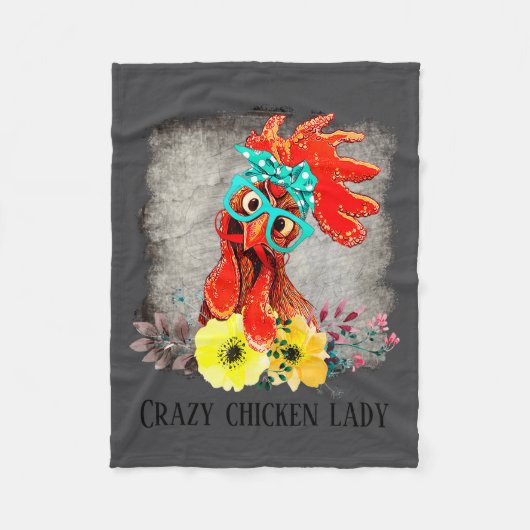 Funny Crazy Chicken Lady Word Art Fleecedecke (Vorderseite)