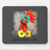 Funny Crazy Chicken Lady Word Art Mousepad (Vorne)