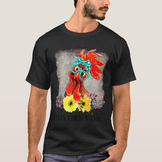 Funny Crazy Chicken Lady Word Art T-Shirt (Vorderseite)