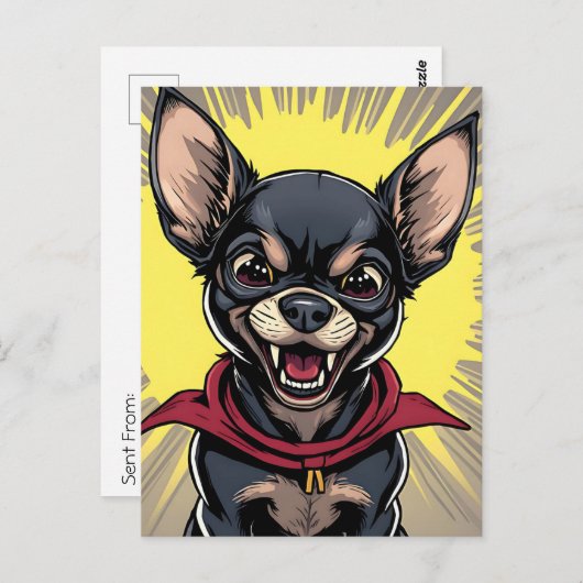 Funny Crazy Chihuahua Postkarte (Vorne/Hinten)