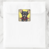 Funny Crazy Chihuahua Quadratischer Aufkleber (Tasche)