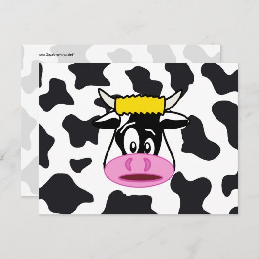 Funny Crazy Cow Bull on Dairy Cow Print Pattern Postkarte (Vorne/Hinten)