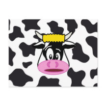 Funny Crazy Cow Bull on Dairy Cow Print Pattern