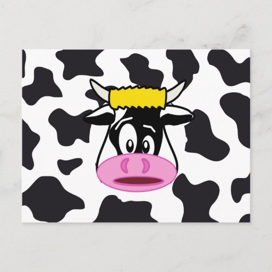 Funny Crazy Cow Bull on Dairy Cow Print Pattern Postkarte (Vorderseite)