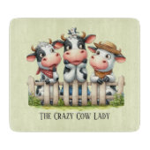 Funny crazy cow lady customizable schneidebrett (Vorderseite)
