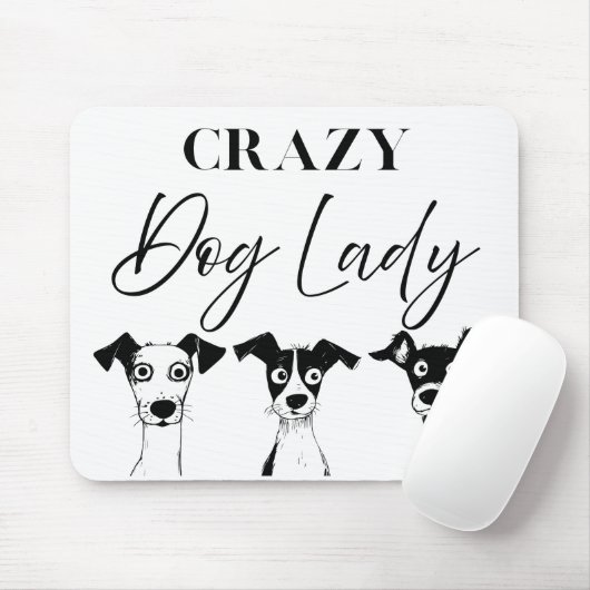 Funny Crazy Dog Lady Mousepad (Mit Mouse)