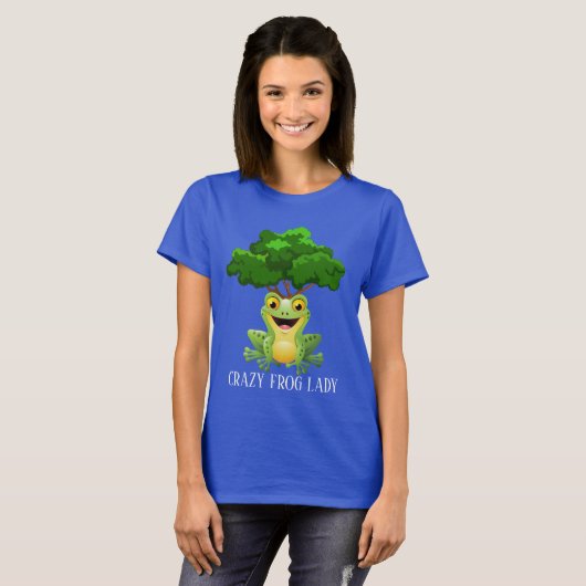 Funny Crazy Frosch Lady fügt Text hinzu T-Shirt (Vorne ganz)
