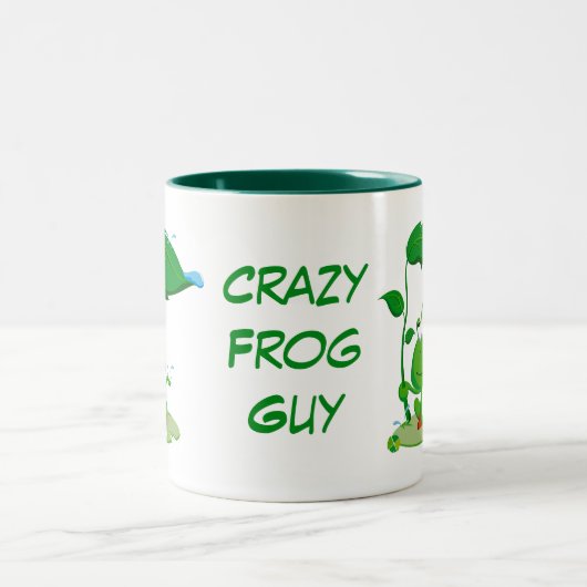 Funny Crazy Frosch Typ hinzufügen Zweifarbige Tasse (Mittel)
