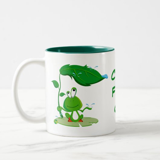 Funny Crazy Frosch Typ hinzufügen Zweifarbige Tasse (Links)