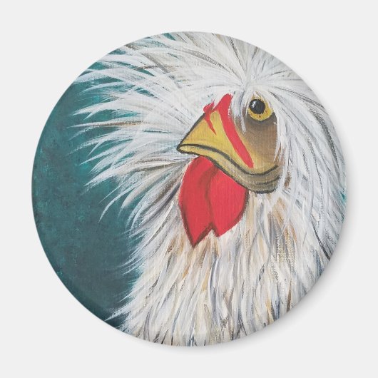 Funny Crazy Hair Chicken Magnet (Vorne)