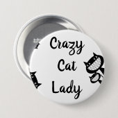 Funny Crazy Katzenknopf Button (Vorne & Hinten)