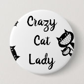 Funny Crazy Katzenknopf Button (Vorderseite)