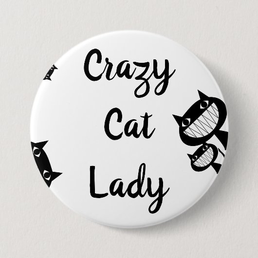 Funny Crazy Katzenknopf Button (Vorderseite)