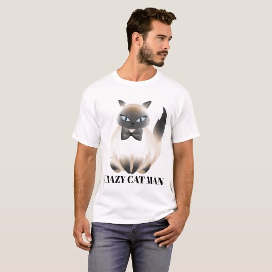Funny Crazy Katzenmann T-Shirt (Vorne ganz)