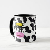 Funny Crazy Kuh Bull auf Milchkuh Print Muster Tasse (Vorderseite Links)