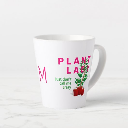 Funny CRAZY PFLANZE LADY Monogram Milchtasse (Rechte Ecke)