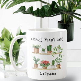 Funny Crazy Pflanze Lady Personalisiert Kaffeetasse
