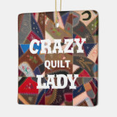 Funny "Crazy Quilt Lady" Custom Patchwork Quilt Keramikornament (Links)