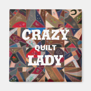 Funny "Crazy Quilt Lady" Vintages Patchwork Quilt Magnet