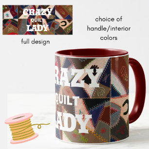 Funny "Crazy Quilt Lady" Vintages Patchwork Quilt Tasse