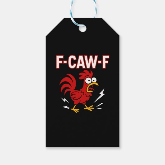 Funny Crazy Rooster F-CAW-F Meme Geschenkanhänger (Vorderseite)