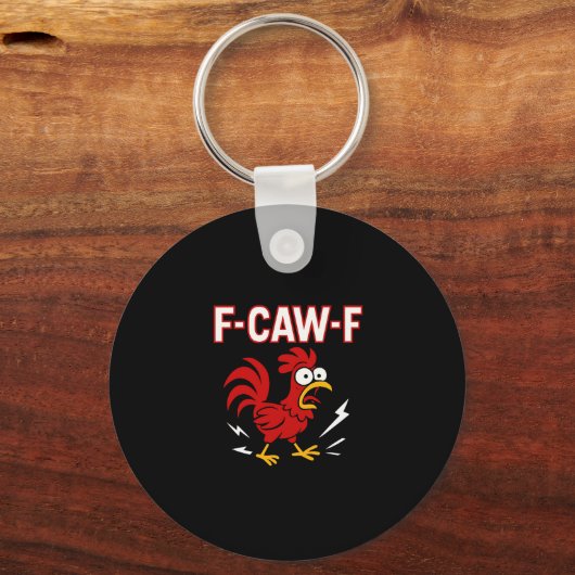 Funny Crazy Rooster F-CAW-F Meme Schlüsselanhänger (Rückseite)
