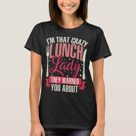 Funny Crazy School Lunch Lady Cafeteria Worker Fox T-Shirt (Vorderseite)