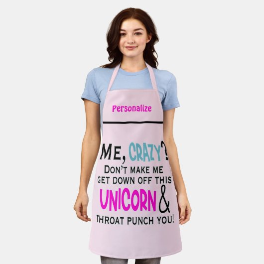 Funny Crazy Unicorn Zitat Spaß Frauen Kochen Schürze (Getragen)