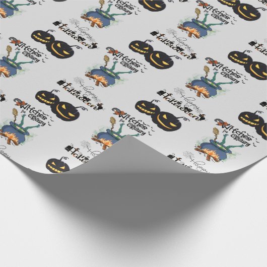 Funny Crazy witzig und spöttisch Kürbis Halloween Geschenkpapier (Ecke)