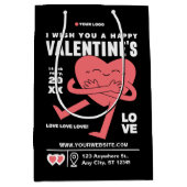 Funny Cream White Red Modern Valentine's Day Mittlere Geschenktüte (Vorderseite)