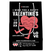 Funny Cream White Red Modern Valentine's Day Mittlere Geschenktüte (Rückseite)