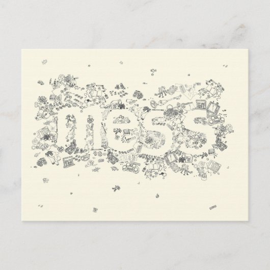 Funny Creative Family Mess Textlinie Zeichne Kunst Postkarte (Vorderseite)