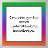 Funny Creative Genius Housekeeper Poster (Vorne)