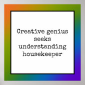 Funny Creative Genius Housekeeper Regenbogenposter Poster (Vorne)