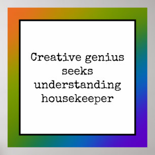 Funny Creative Genius Housekeeper Regenbogenposter Poster