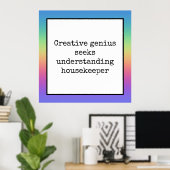 Funny Creative Genius Housekeeper Regenbogenposter Poster (Heimbüro)