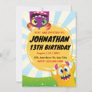 Funny Creatures Birthday Einladung