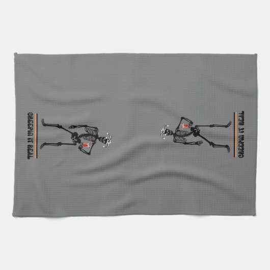 Funny Creepin It Real Skeleton Trinkgeld Halloween Geschirrtuch (Horizontal)