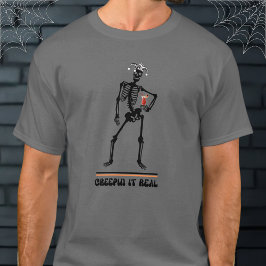 Funny Creepin It Real Skeleton Trinkgeld Halloween T-Shirt