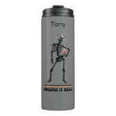 Funny Creepin It Real Skeleton Trinkgeld Halloween Thermosbecher (Vorderseite)