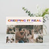 Funny Creeping It Real Halloween Photo Holiday  Feiertagskarte (Stehend Vorderseite)