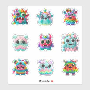 Funny Creepy Kawaii Monster Pink Red Amazing big t Aufkleber