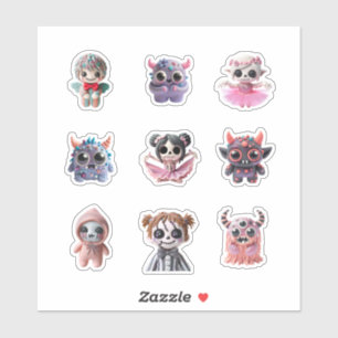 Funny Creepy Kawaii Monster Pink Red Amazing big t Aufkleber
