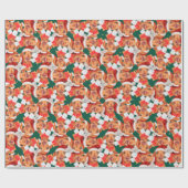 Funny Creme Dackel Weihnachtsmuster Geschenkpapier (Flach)