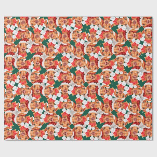 Funny Creme Dackel Weihnachtsmuster Geschenkpapier (Flach)