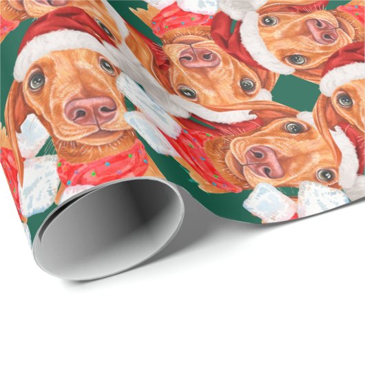 Funny Creme Dackel Weihnachtsmuster Geschenkpapier (Rolleneckpunkt)