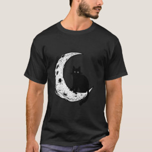 Funny Crescent Moon und Cat Graphic T-Shirt