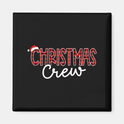 Funny Crew Santa Hat Christmas Red Plaid Xmas Fami Magnet (Vorne)